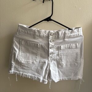 Madewell White Jean Shorts with Frayed Hem